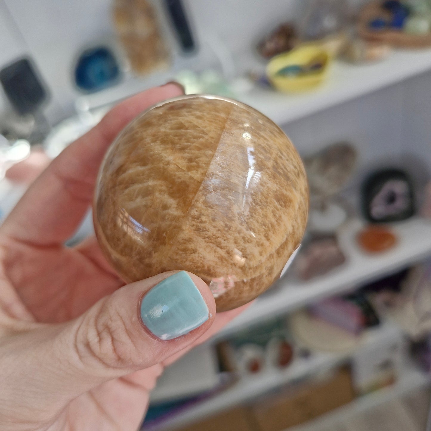 Large peach moonstone sphere