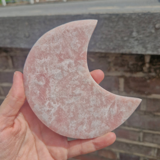 Pink Opal Moon Carving