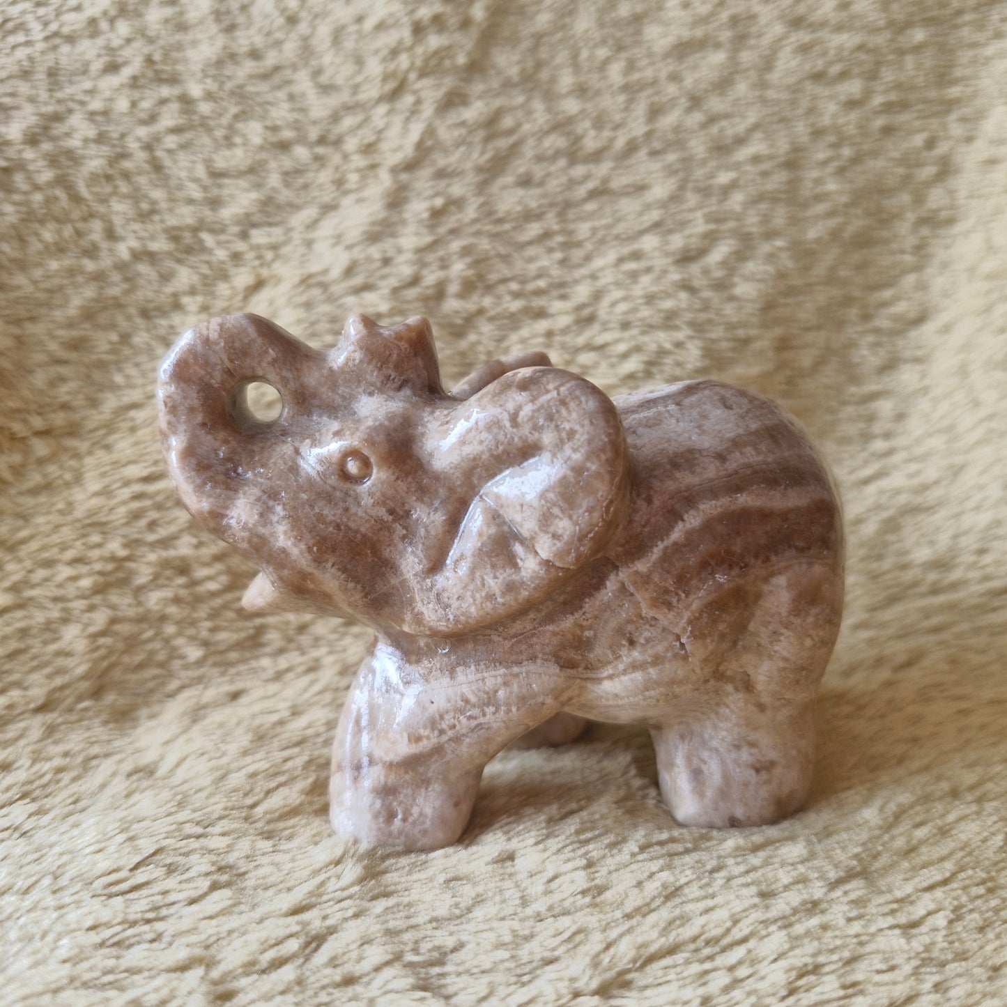 Chocolate Calcite Elephant Carving