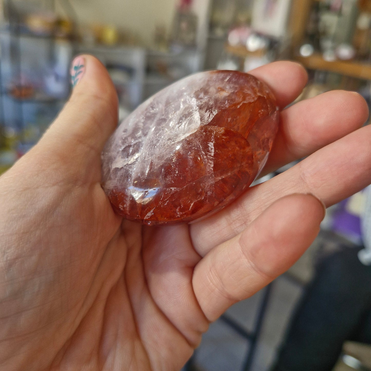 Fire Quartz Palm Stone