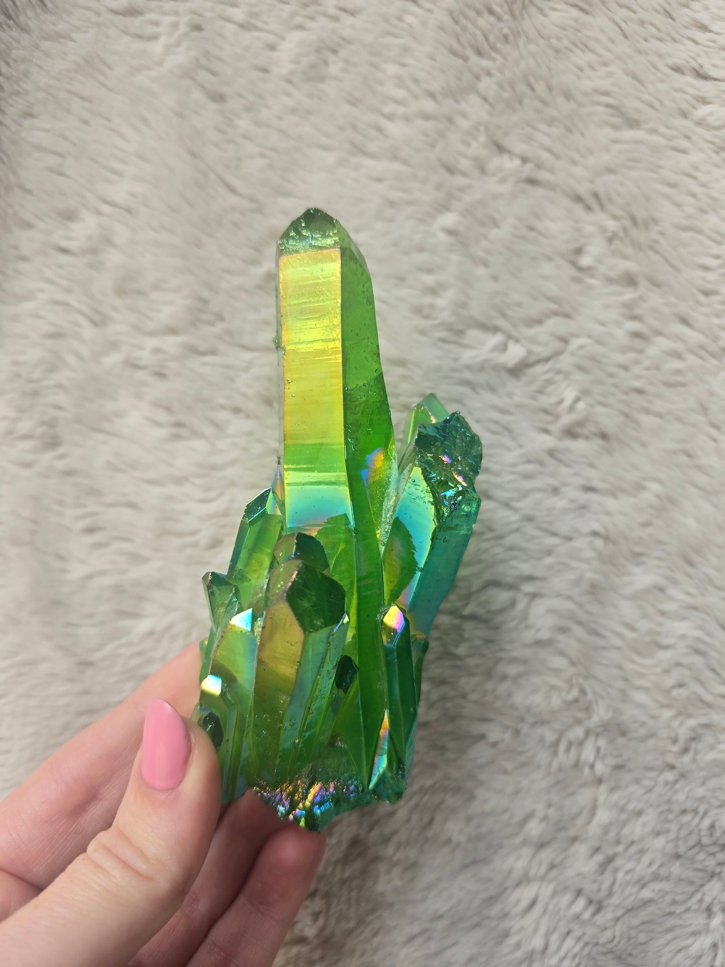 Green aura quartz cluster
