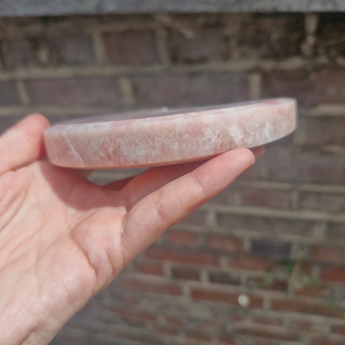 Pink Opal Moon Carving