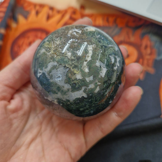 Large Moss agate sphere