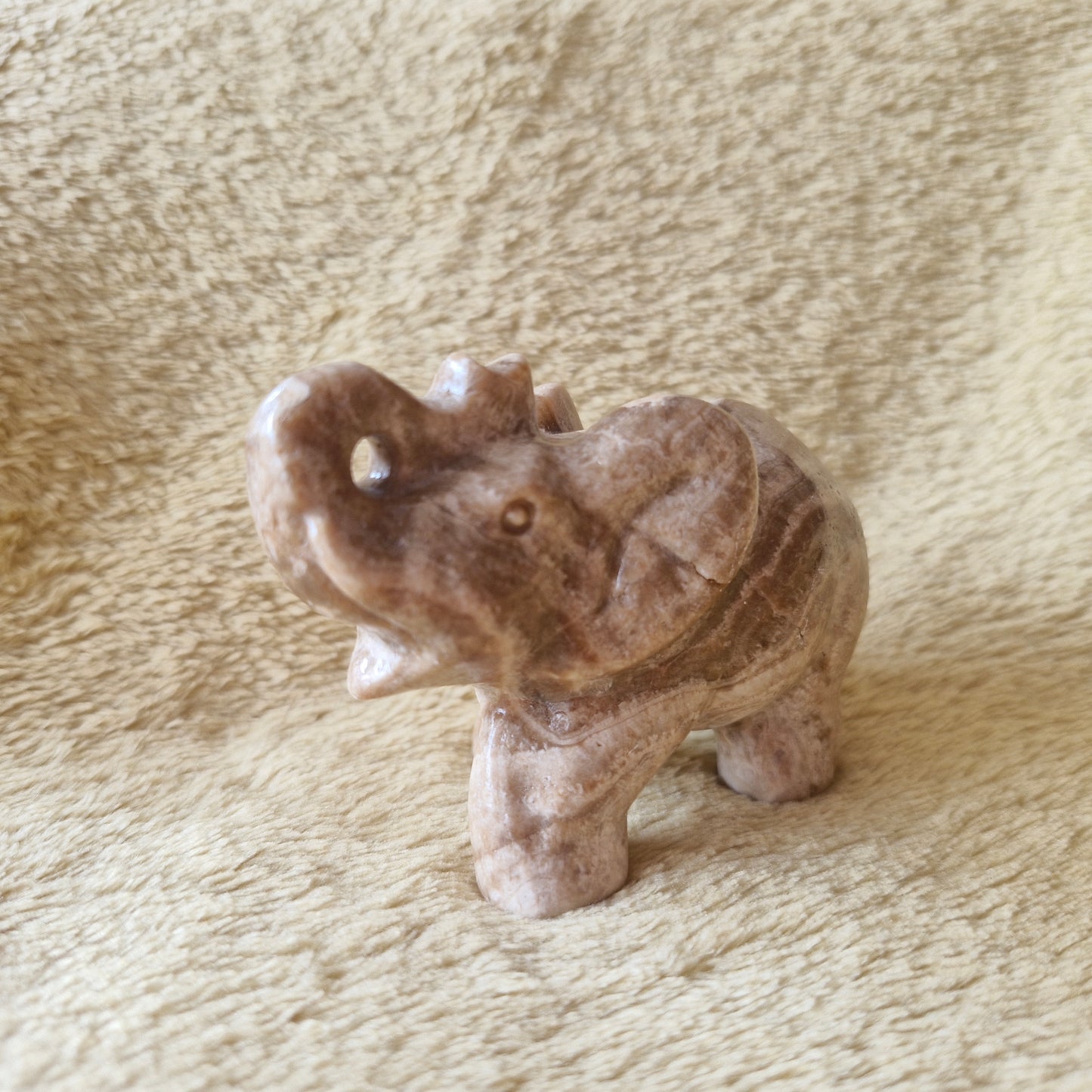 Chocolate Calcite Elephant Carving