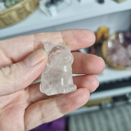 Clear quartz sitting cat