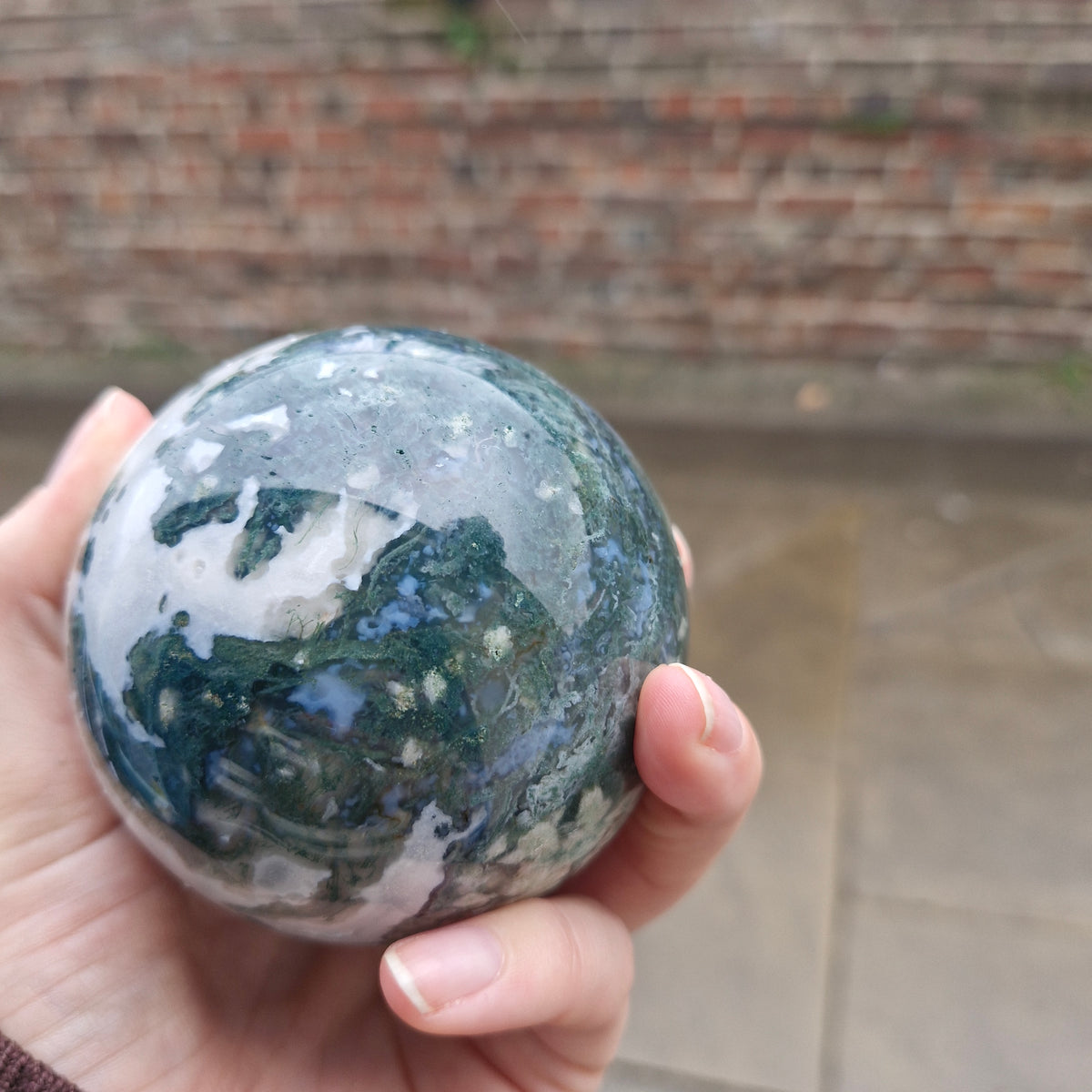 Moss Agate Sphere 595g