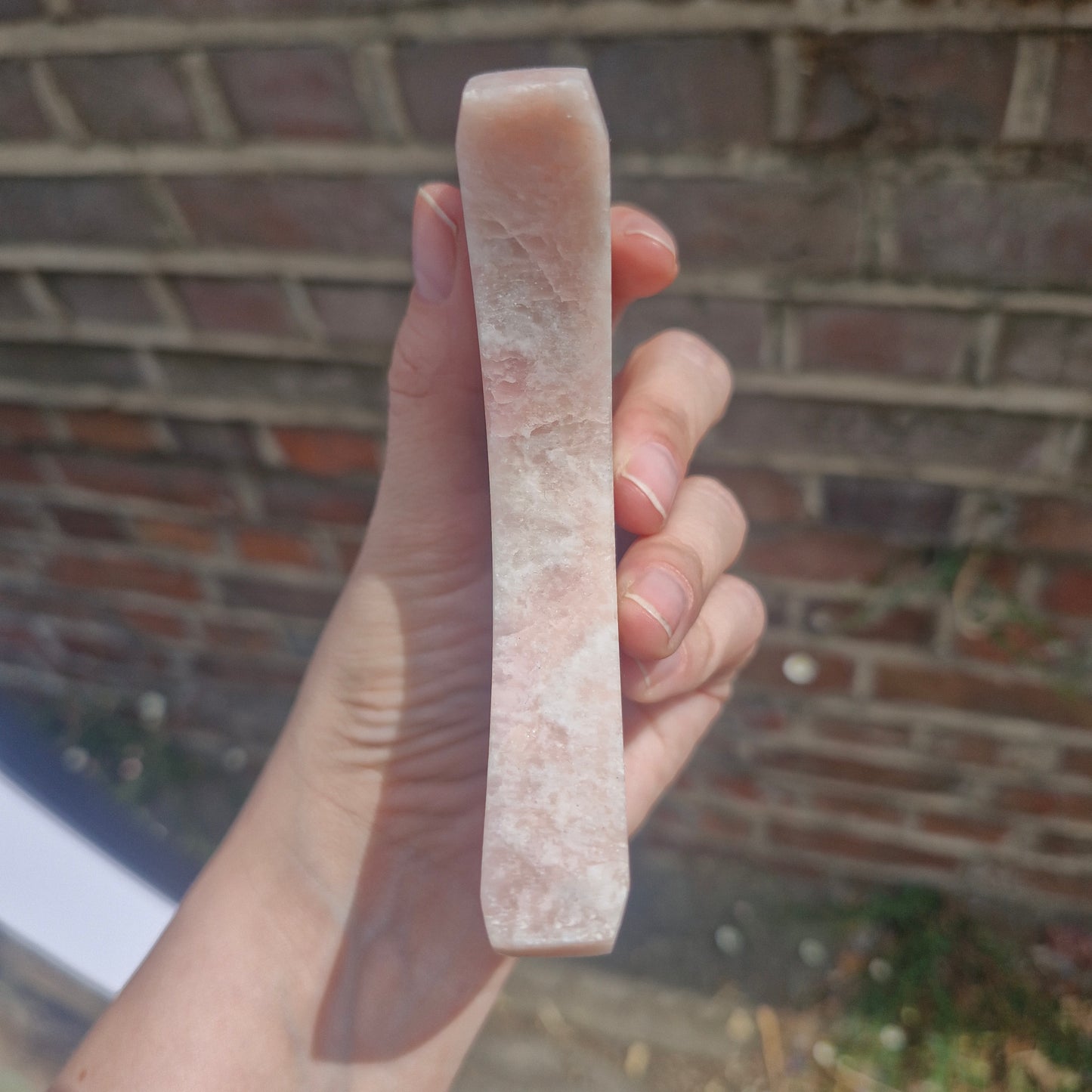 Pink Opal Moon Carving