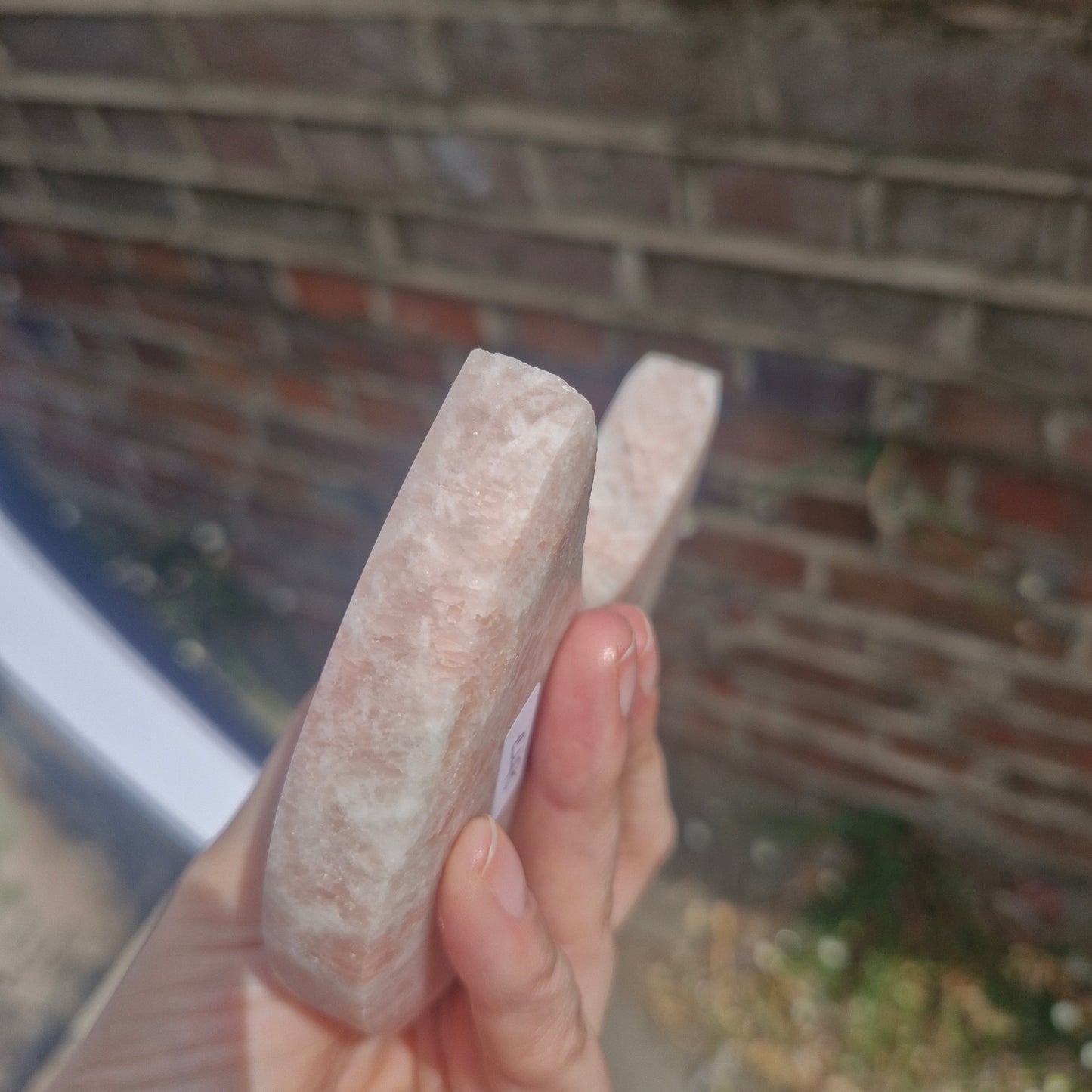 Pink Opal Moon Carving
