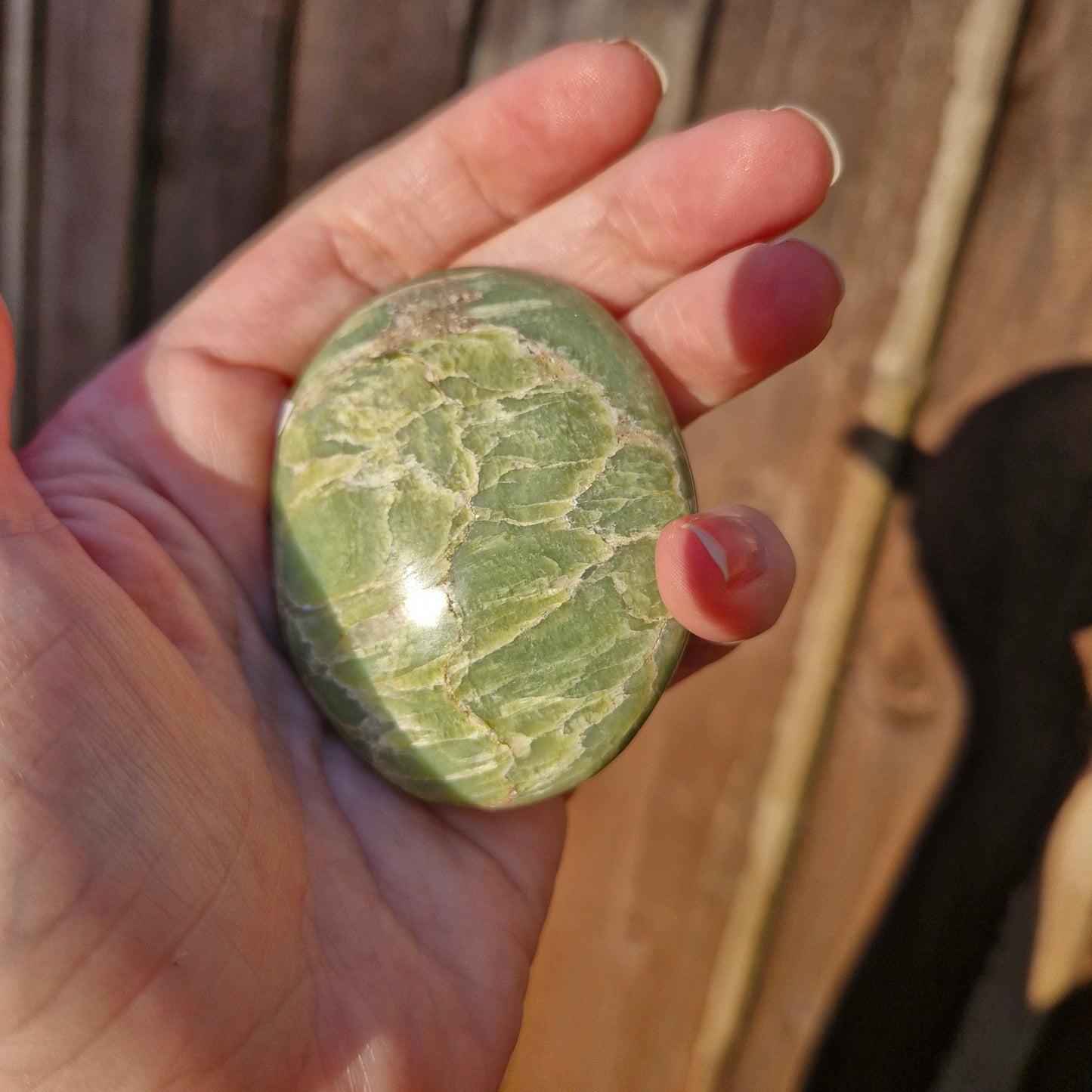 Tremolite palm stone