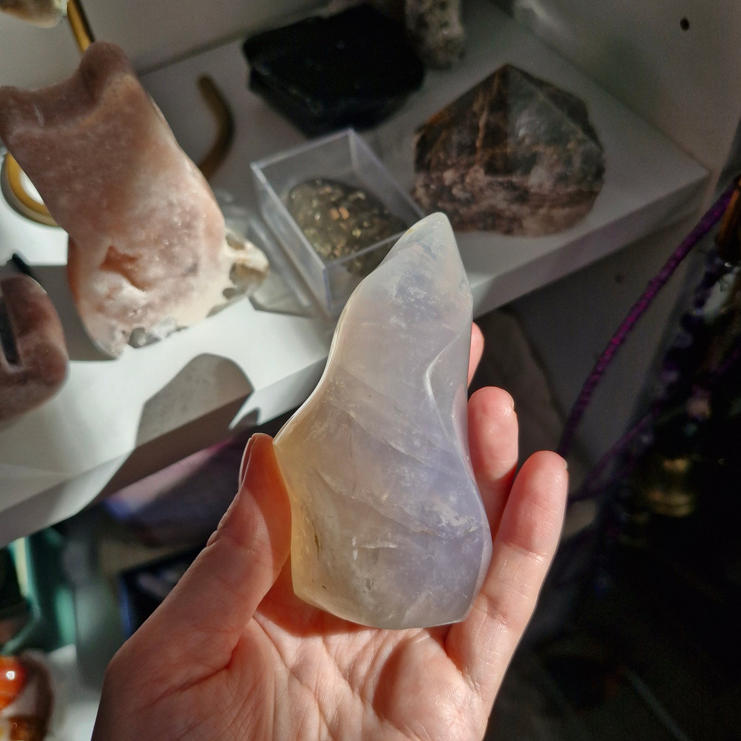 Blue rose quartz flame