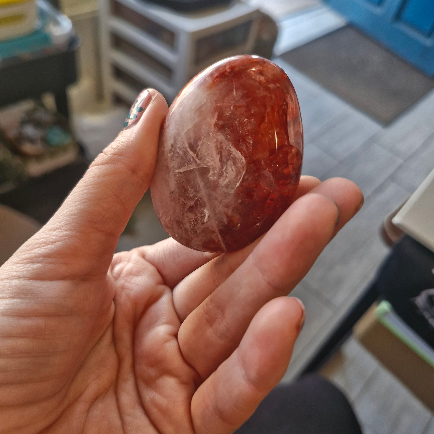 Fire Quartz Palm Stone