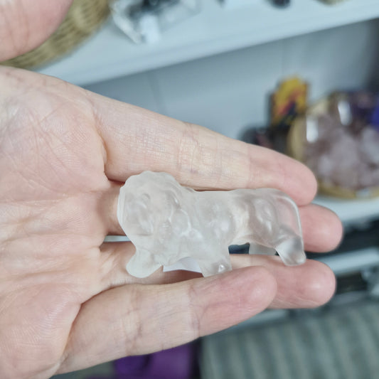 Clear quartz lion
