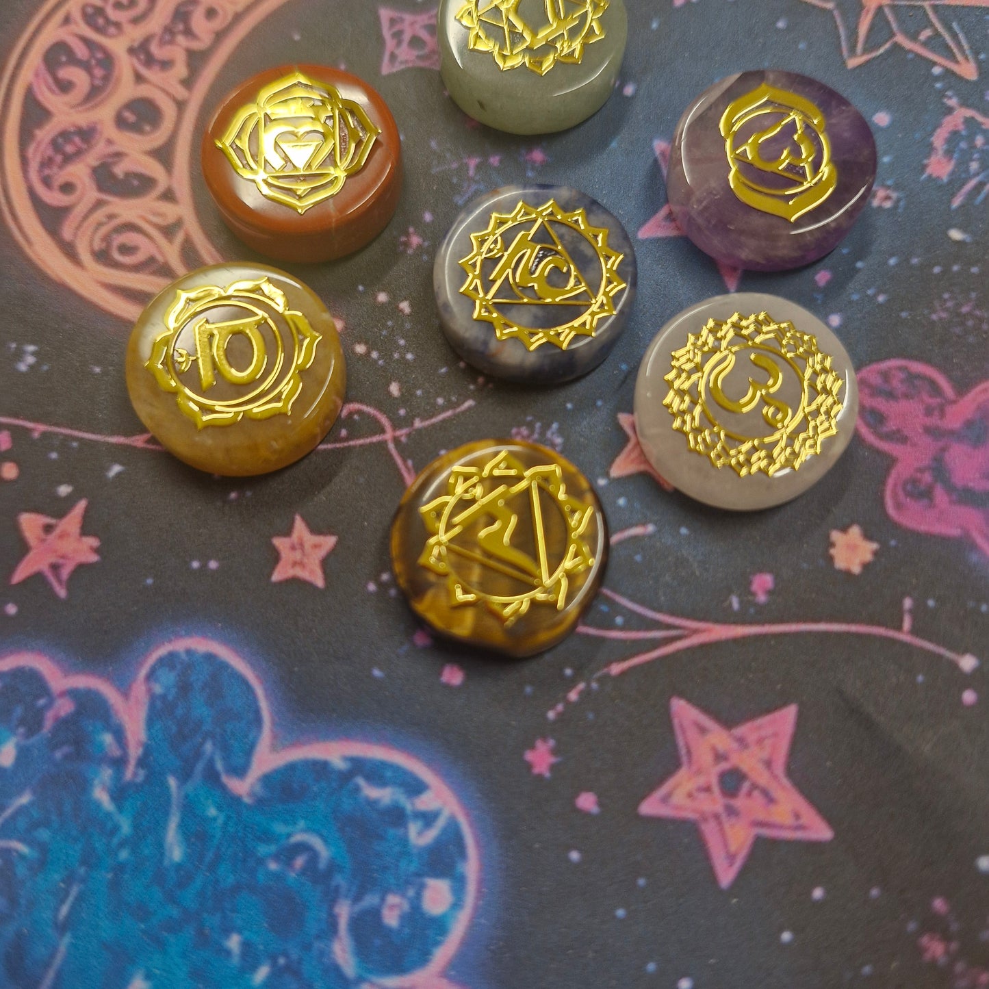 Chakra balancing crystal tokens