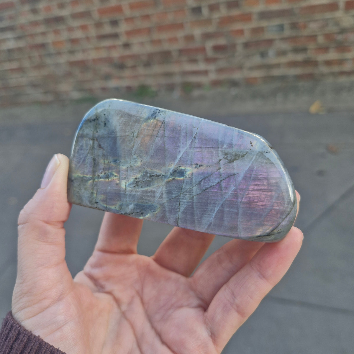 Labradorite freeform Purple/Blue/Orange/Green Flash - 200g 8.9x4.4cm