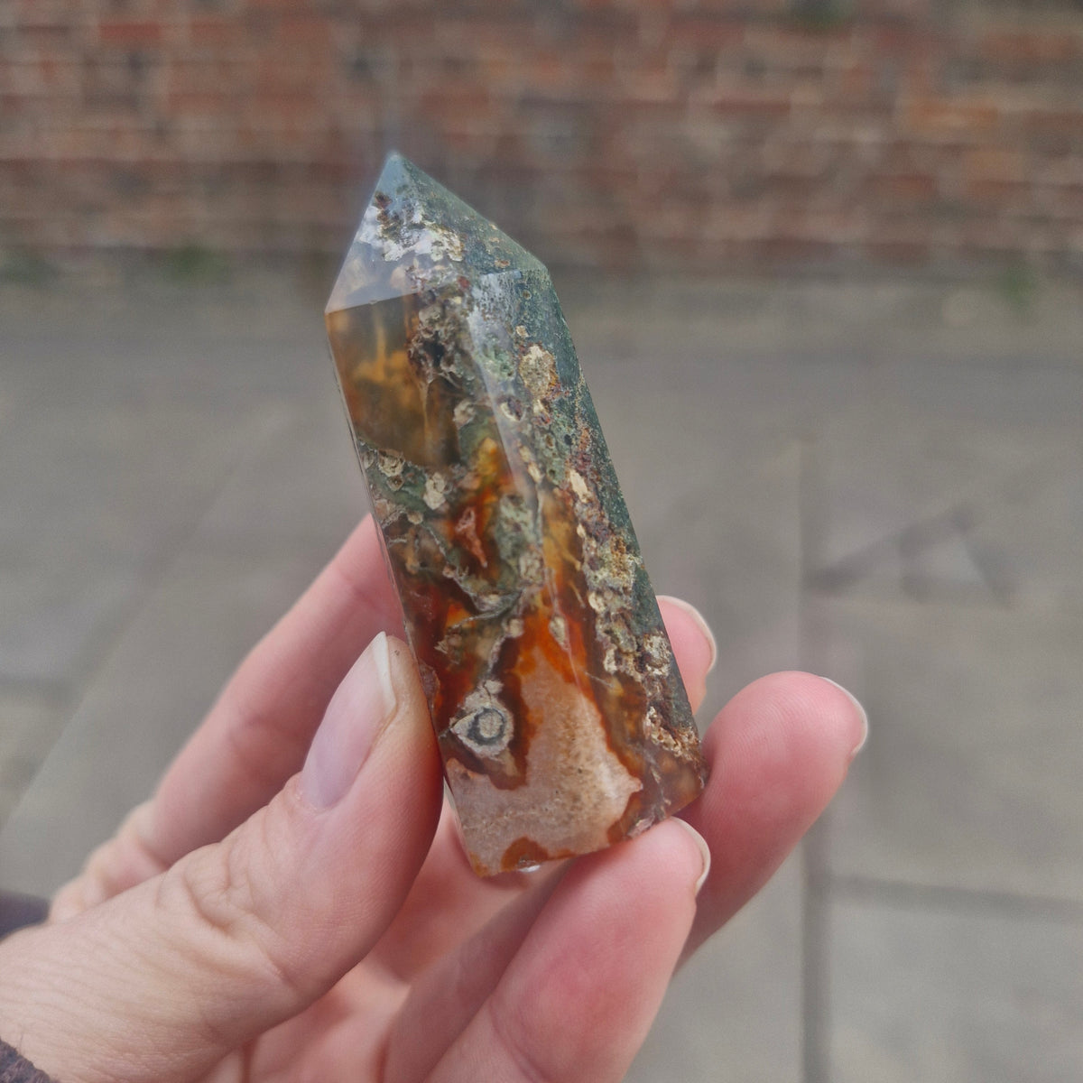 Red Moss Agate Tower