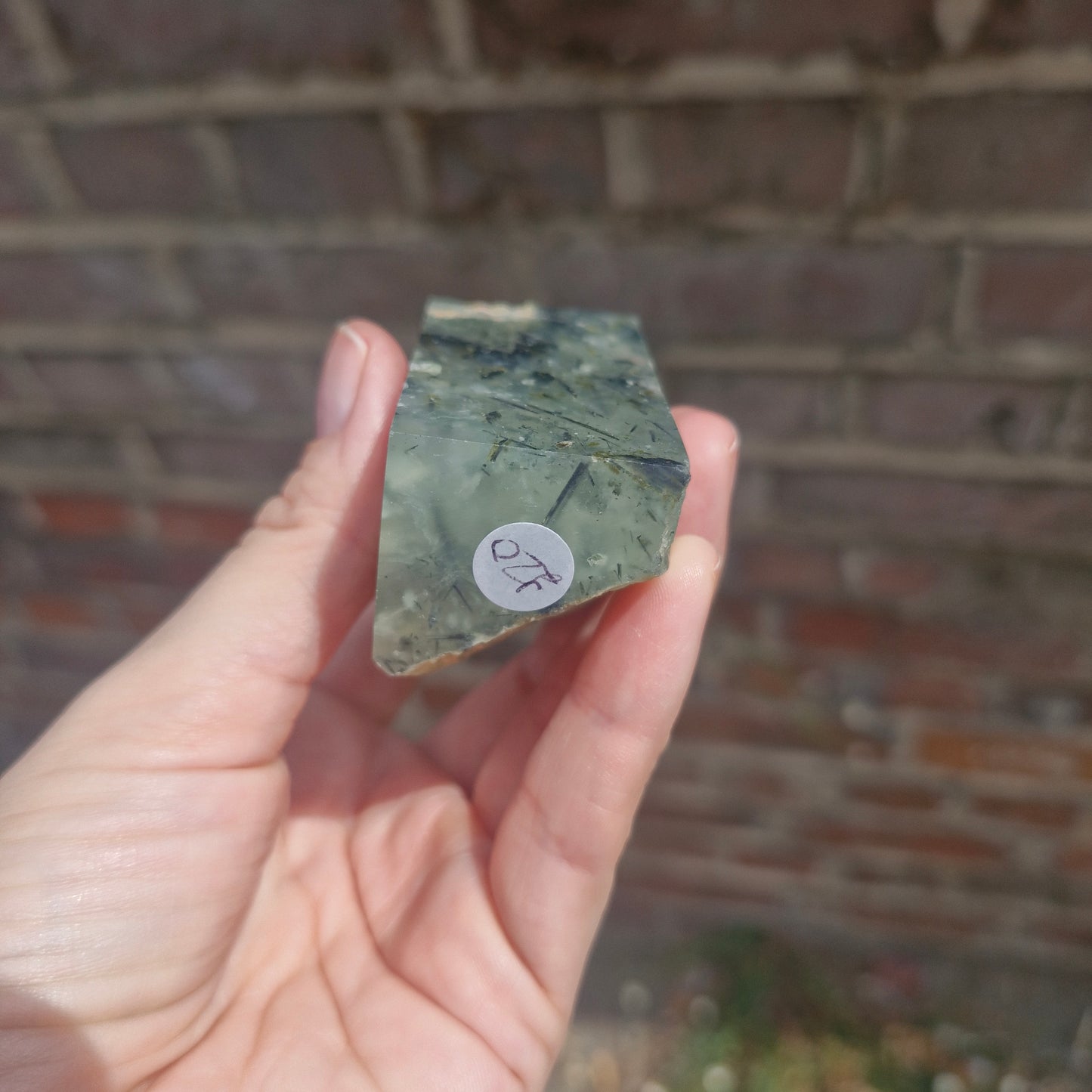 Half Polished Prehnite Freeform/Tower
