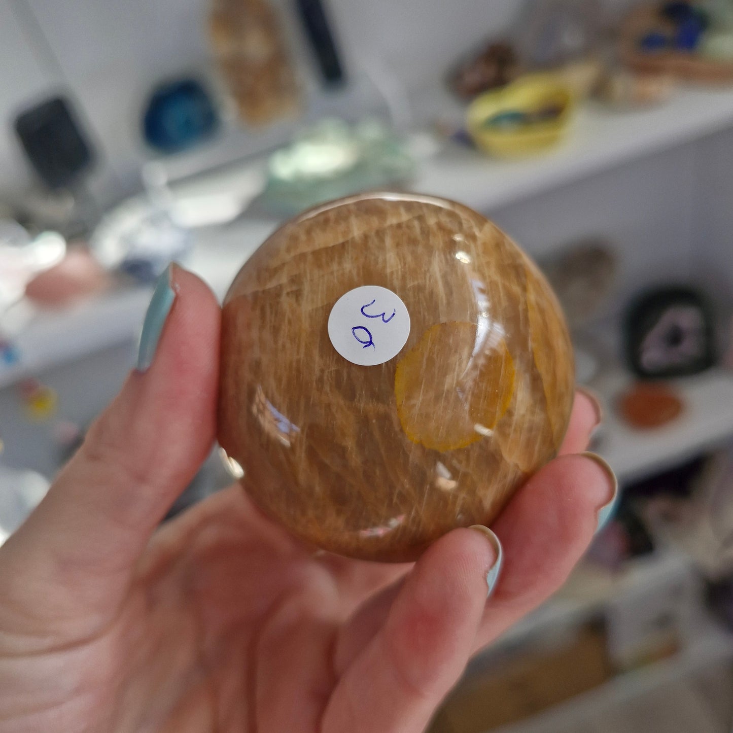 Large peach moonstone sphere