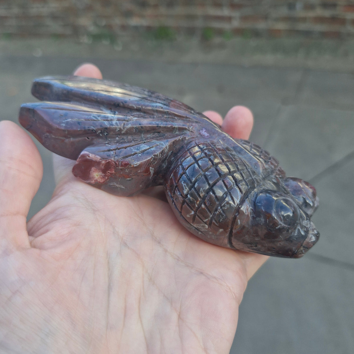Ocean Jasper Koi Carp Fish Crystal Carving 12.2cm long
