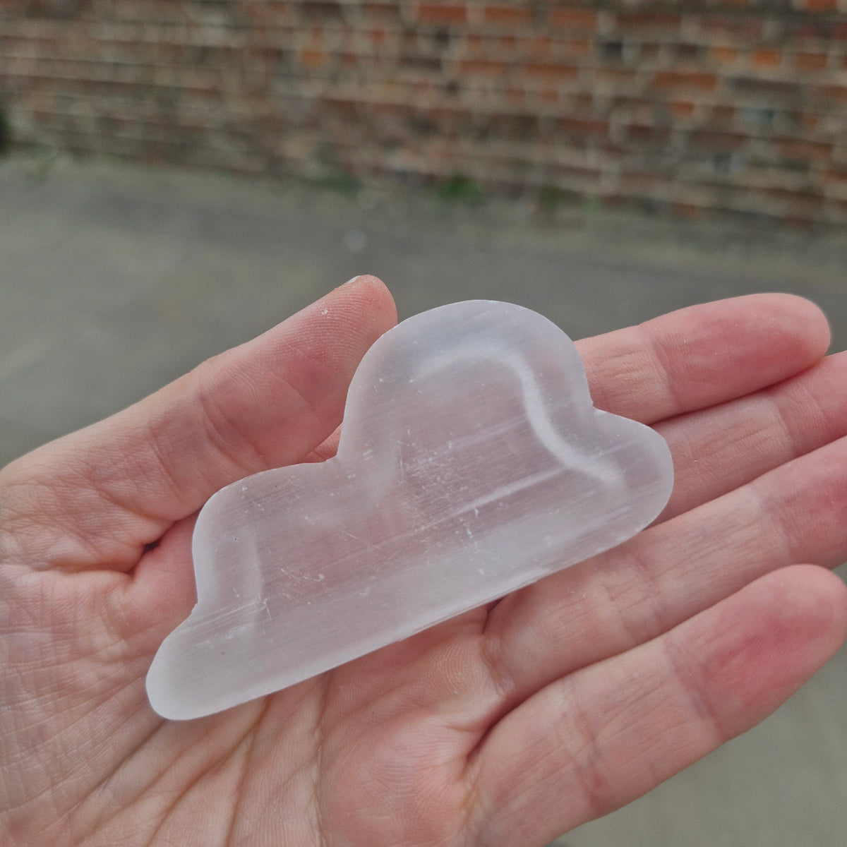 Selenite Cloud Dish Bowl Carving 33g 7cm wide