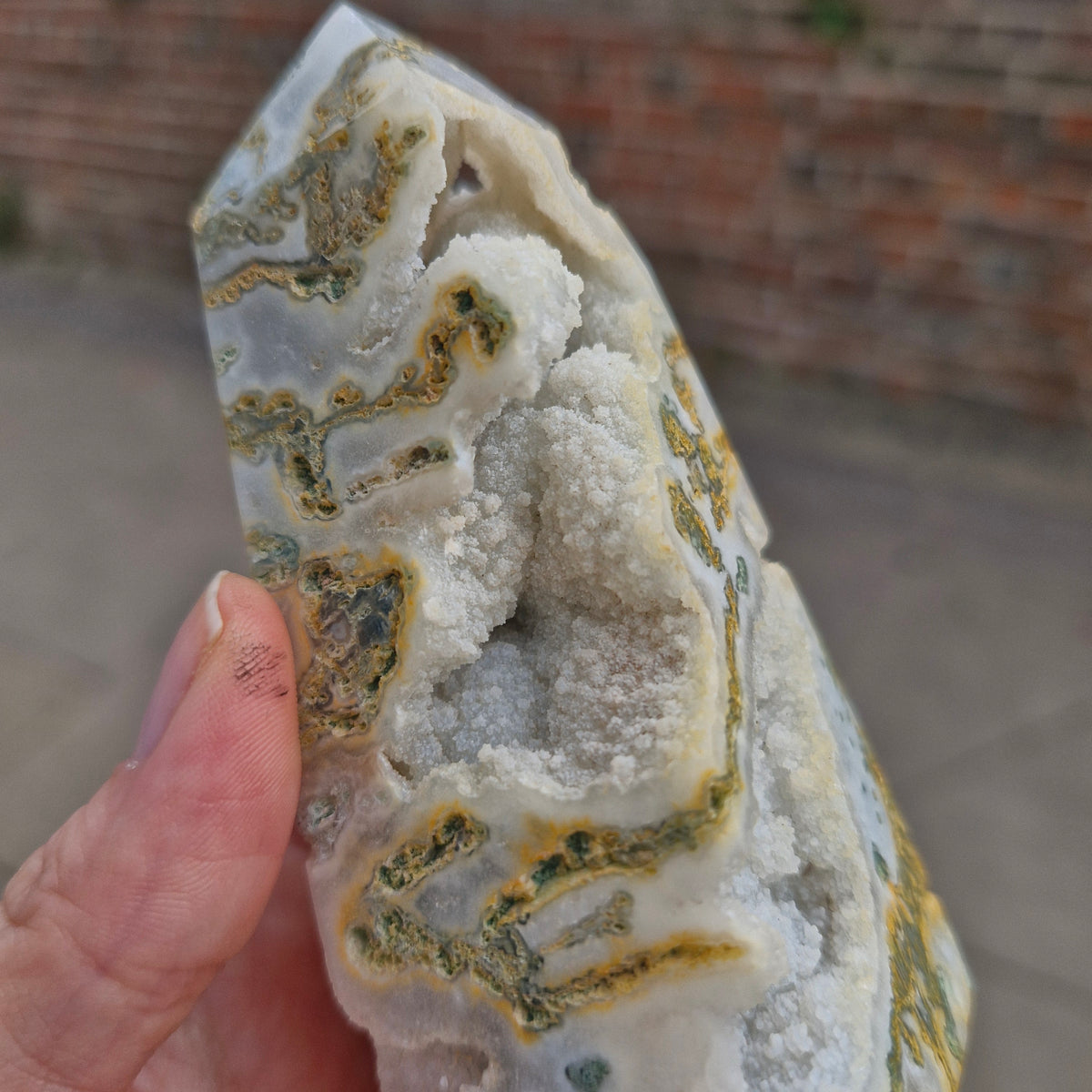 Super Quartzy Druzy Tree Agate 10.4cm Obelisk Tower