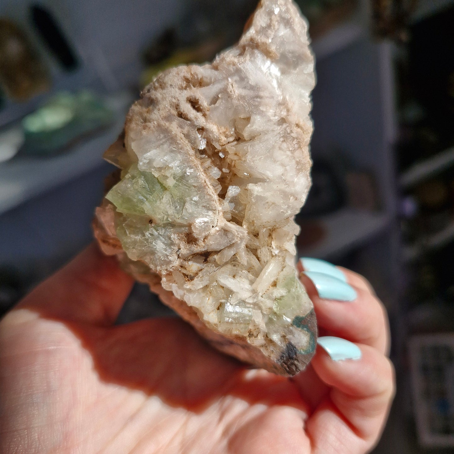 Green apophyllite geode