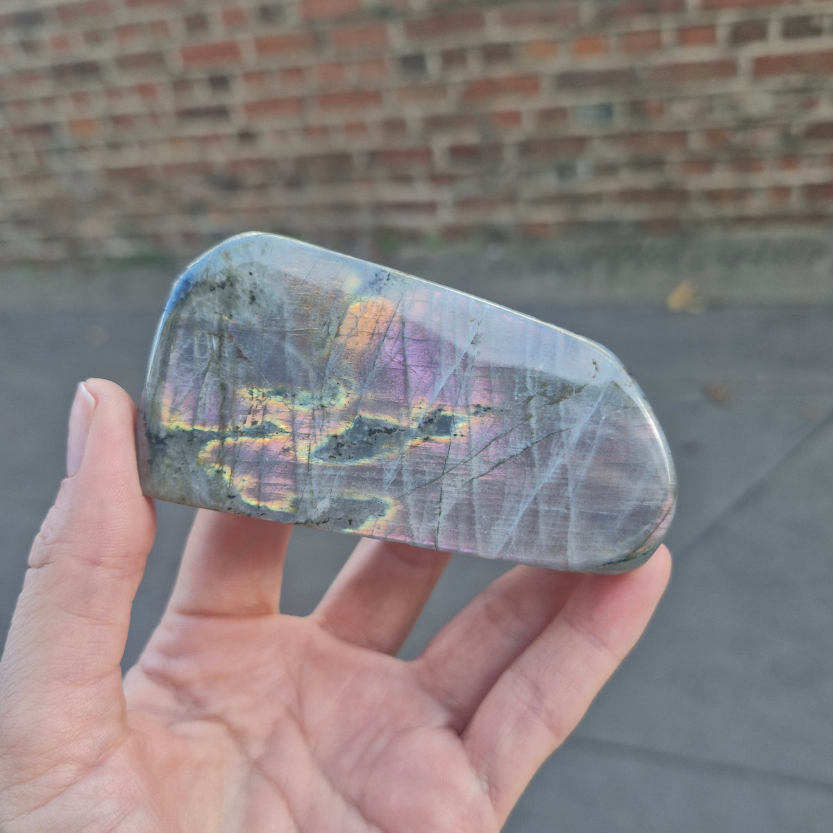 Labradorite freeform Purple/Blue/Orange/Green Flash - 200g 8.9x4.4cm