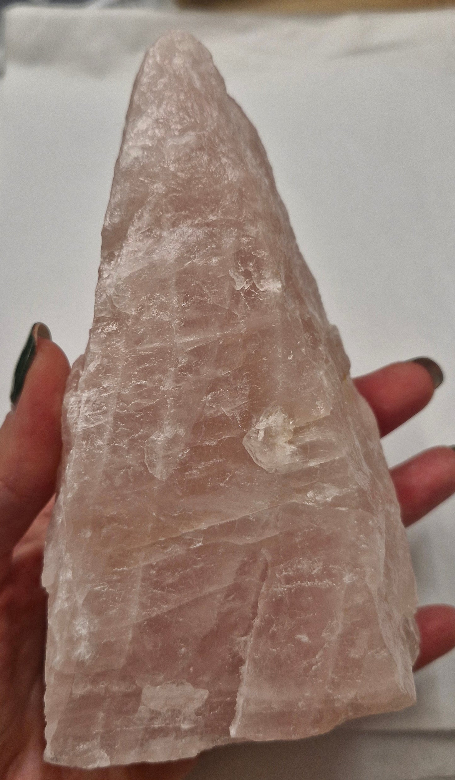 Raw rose quartz tower