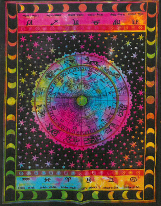 Zodiac wall art altar cloth cotton print