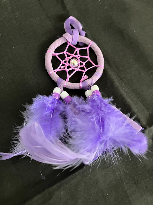 mini purple dreamcatchers to hang on a bed frame etc