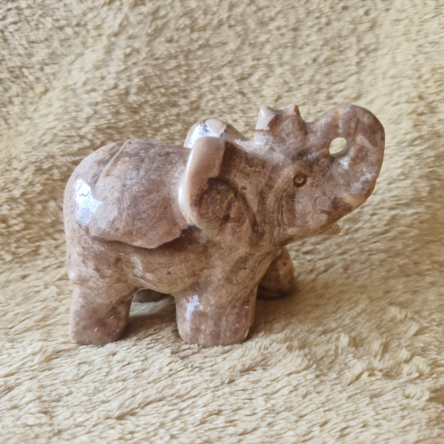 Chocolate Calcite Elephant Carving