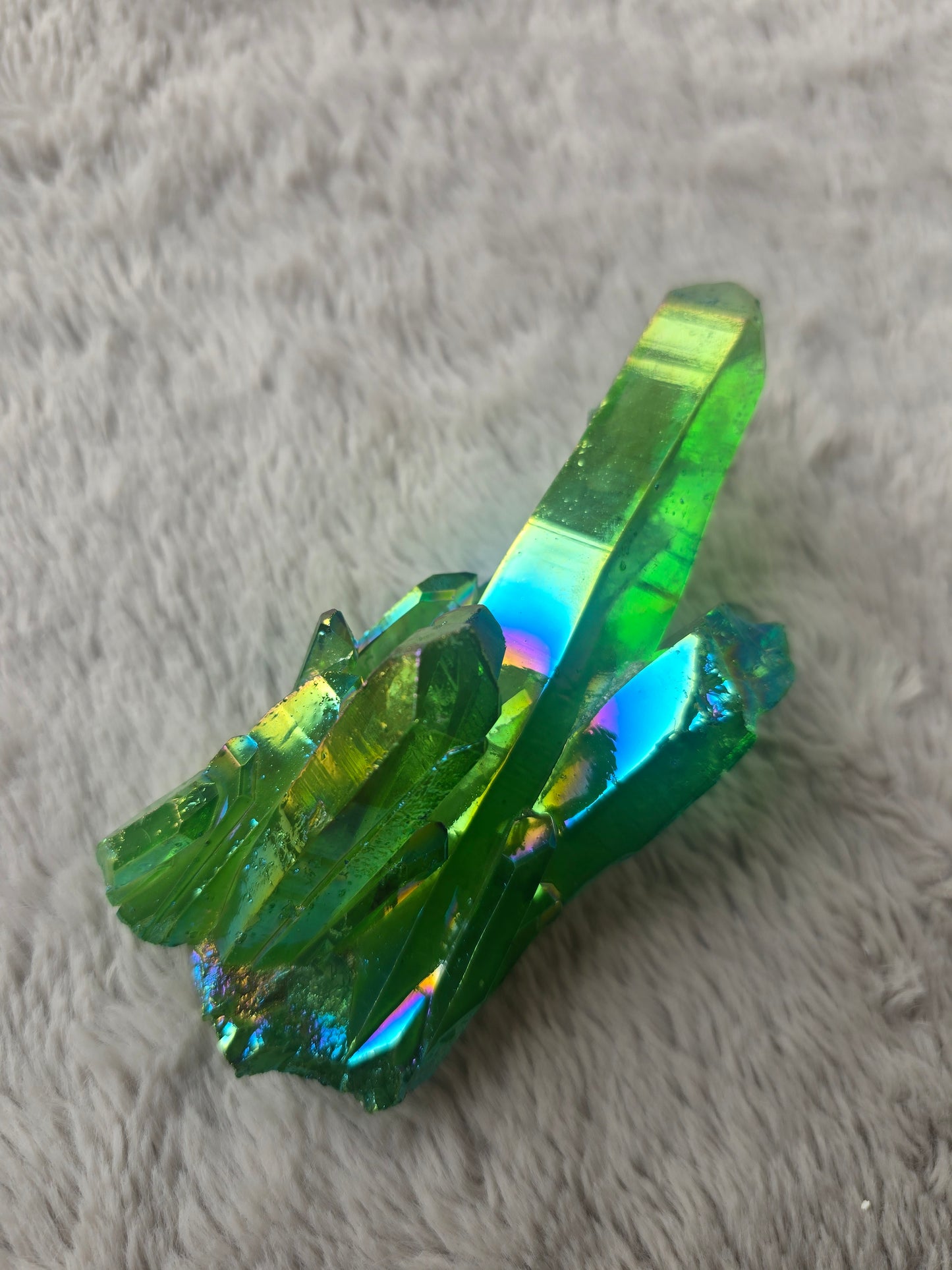 Green aura quartz cluster