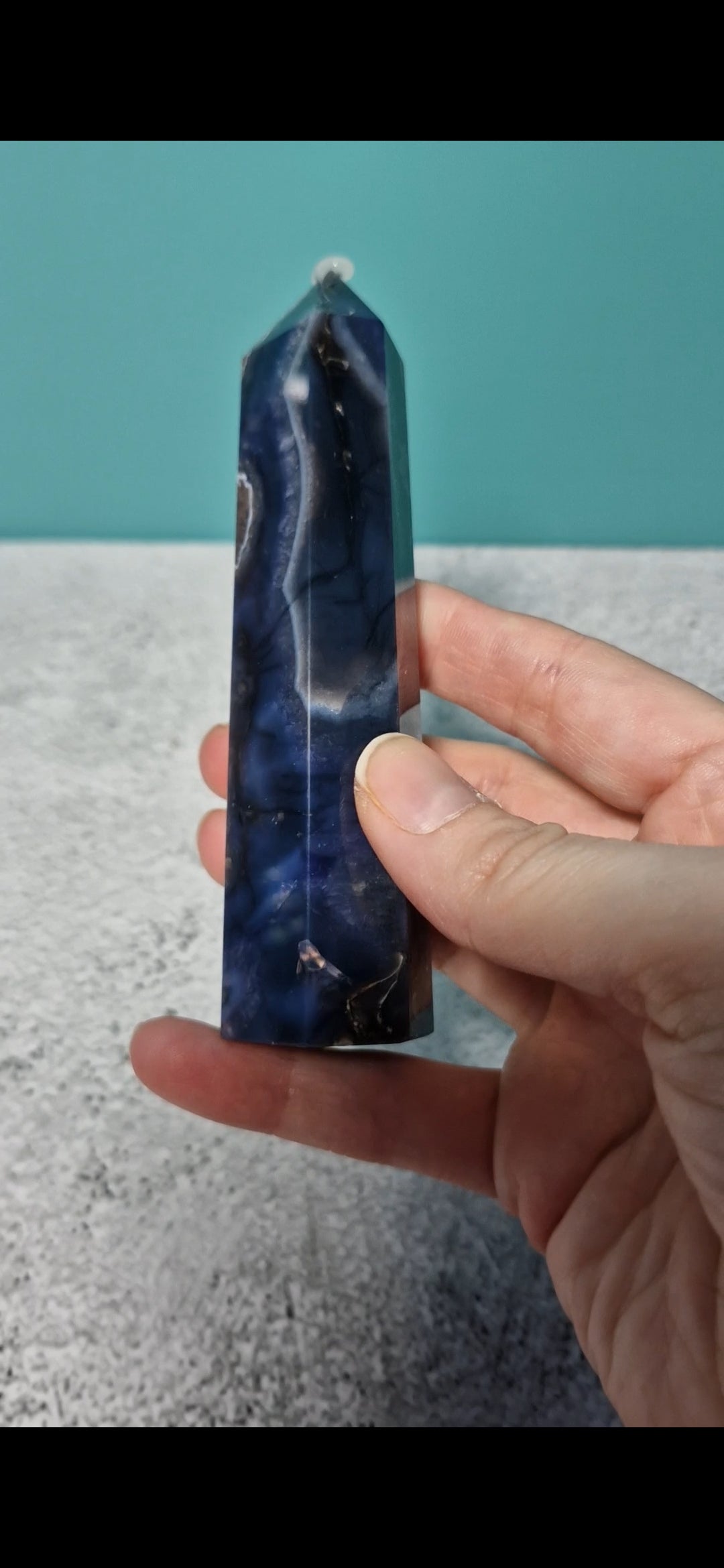 Larger dark blue flower agate tower