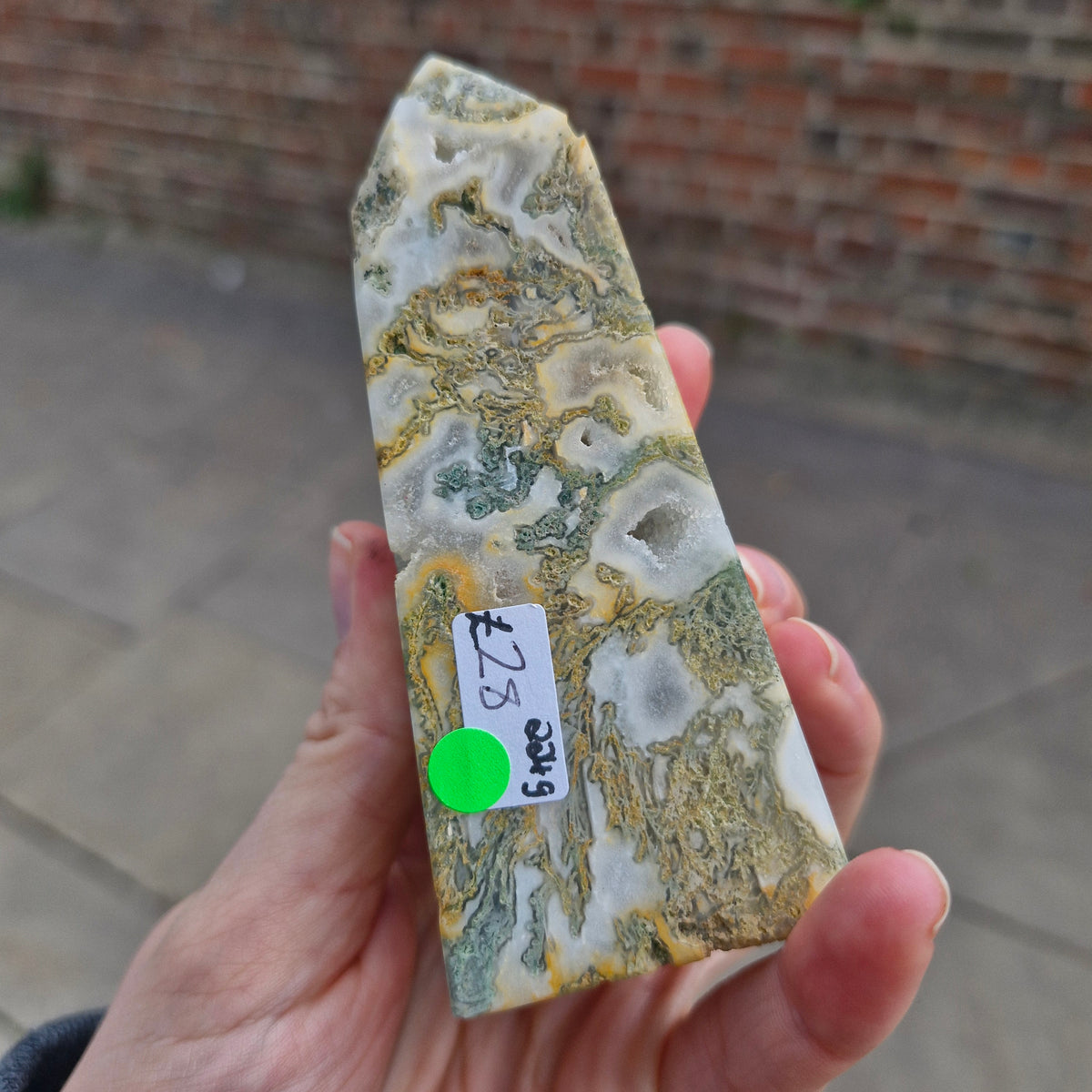 Super Quartzy Druzy Tree Agate 10.4cm Obelisk Tower