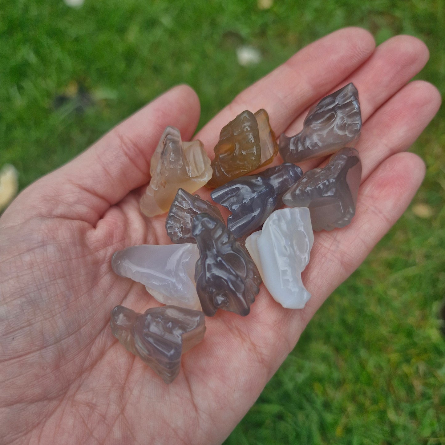 Grey Agate Mini Dragon Heads