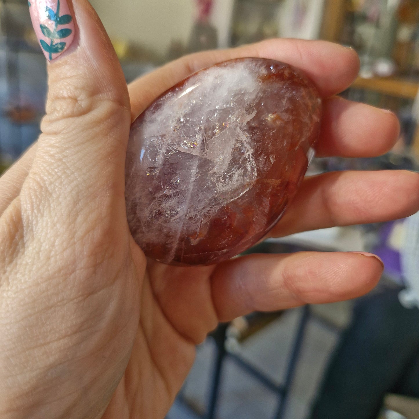 Fire Quartz Palm Stone