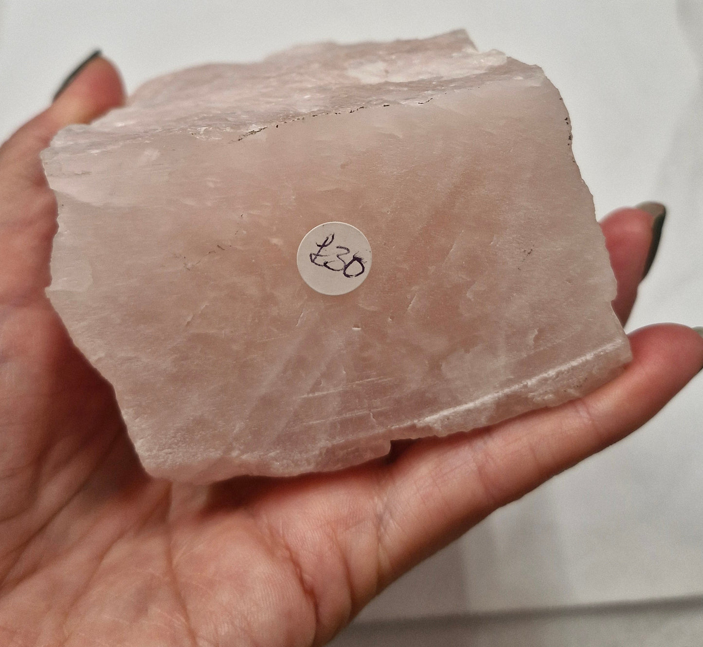 Raw rose quartz tower