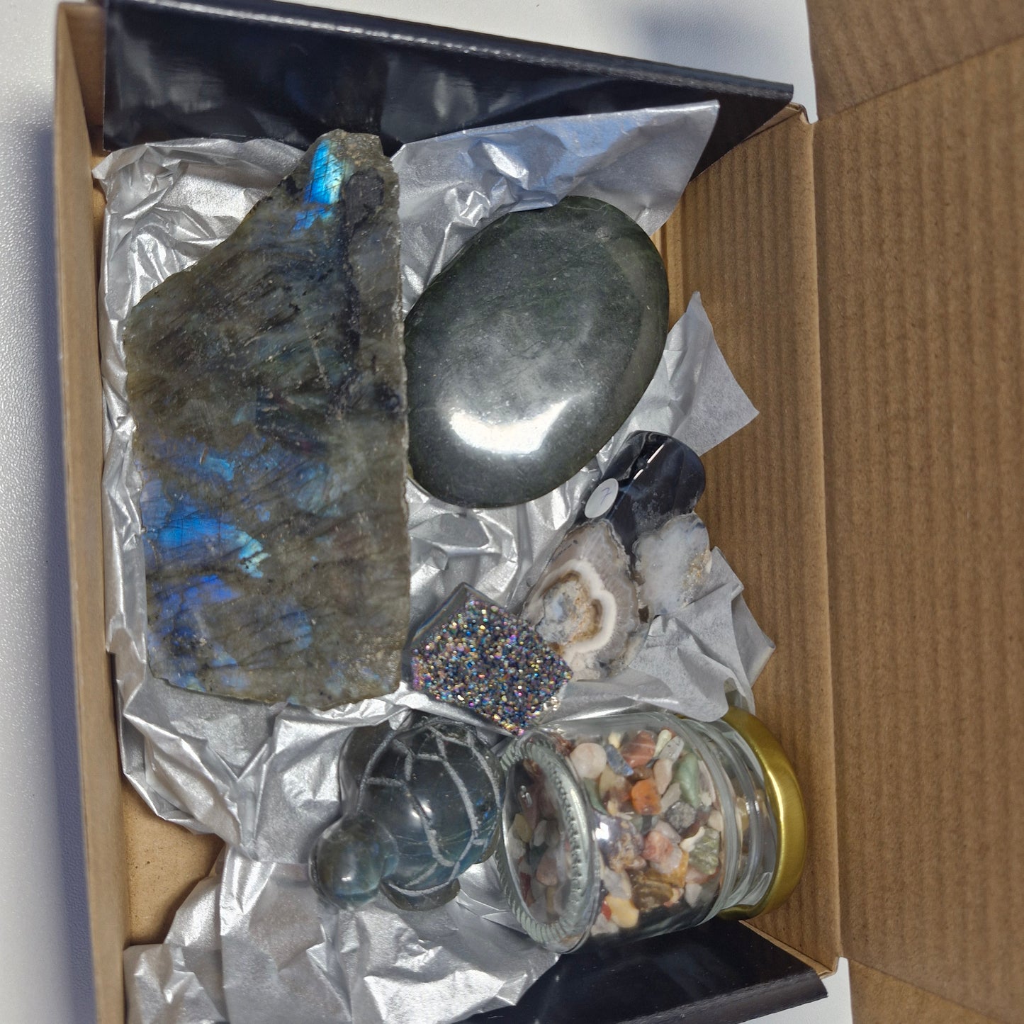 Crystal colour themed mystery boxes