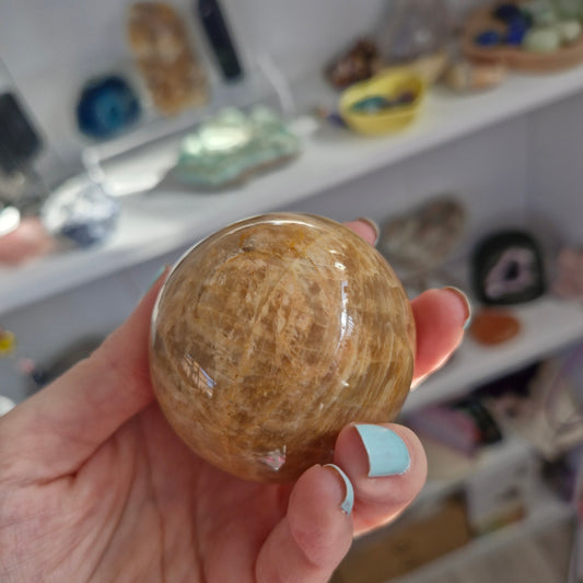 Large peach moonstone sphere