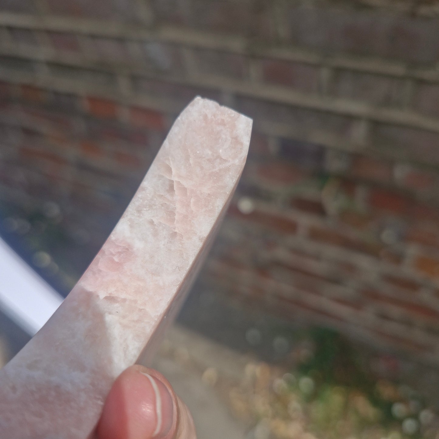 Pink Opal Moon Carving