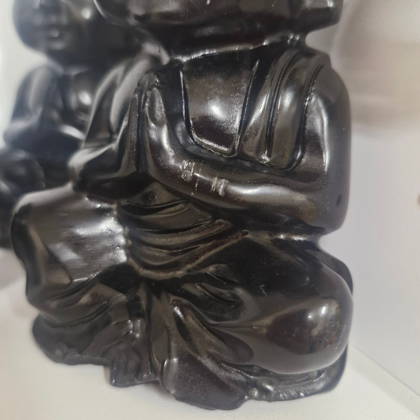 Obsidian large Buddha carving