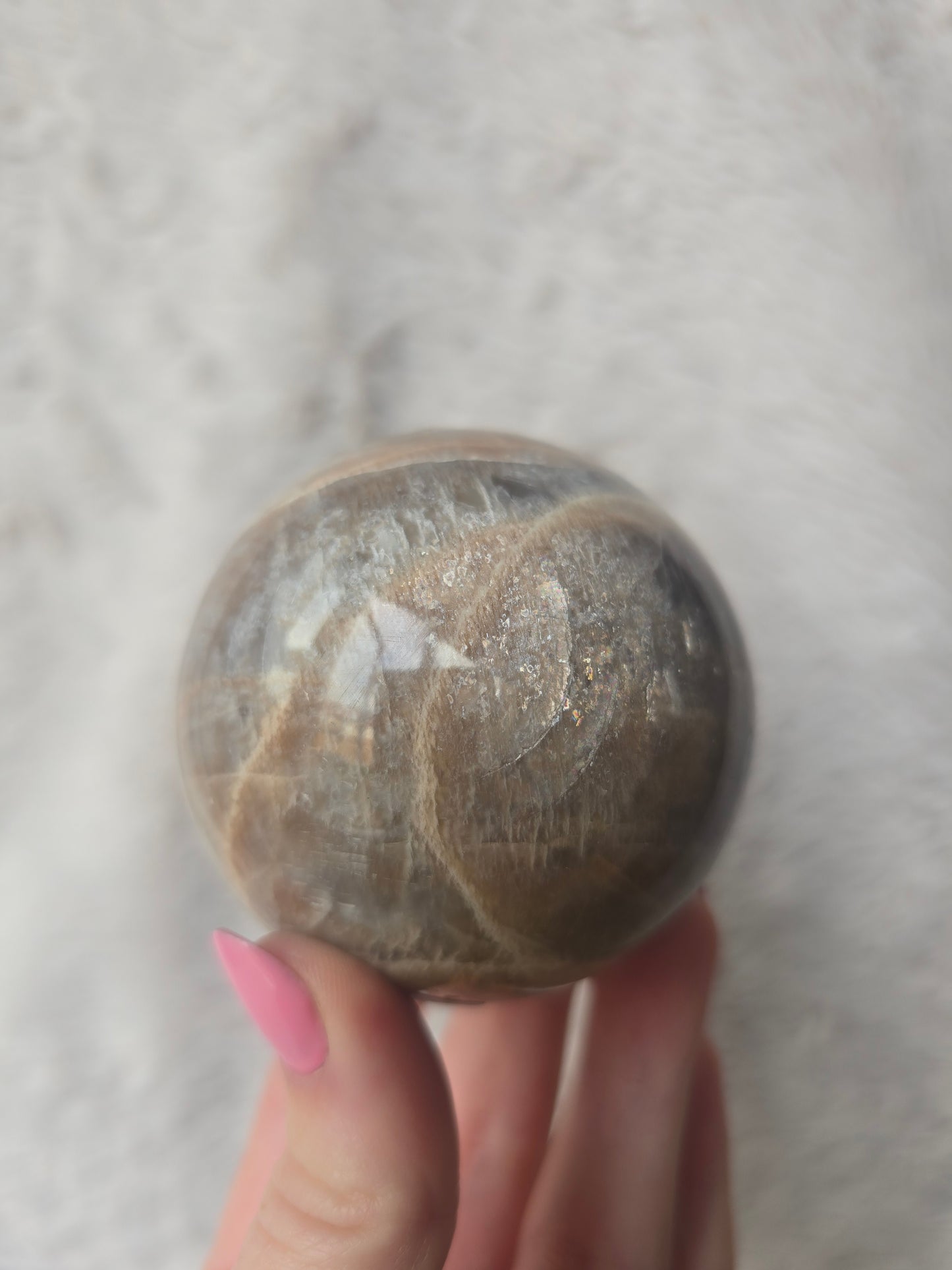 Peach moonstone sphere