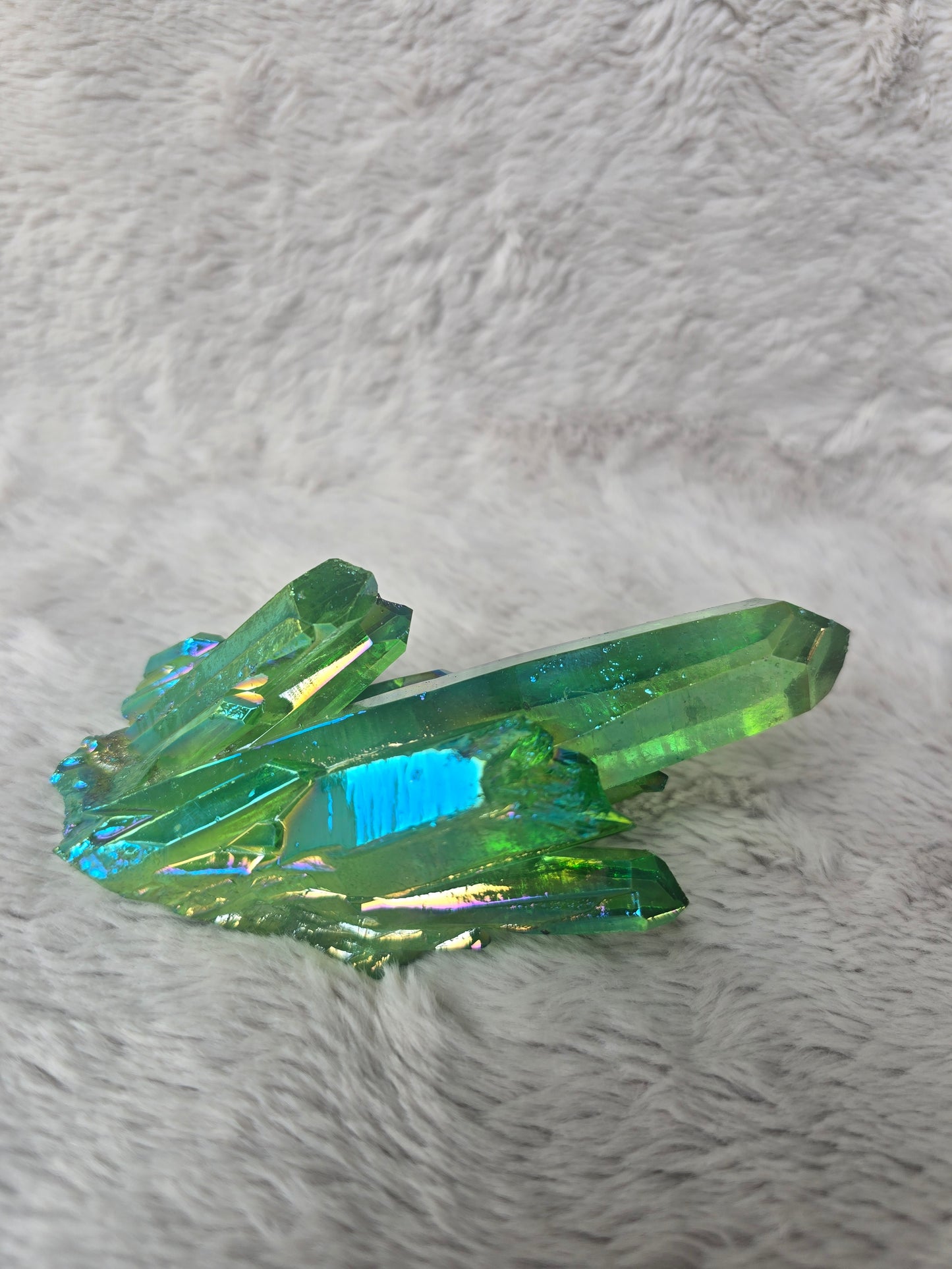 Green aura quartz cluster