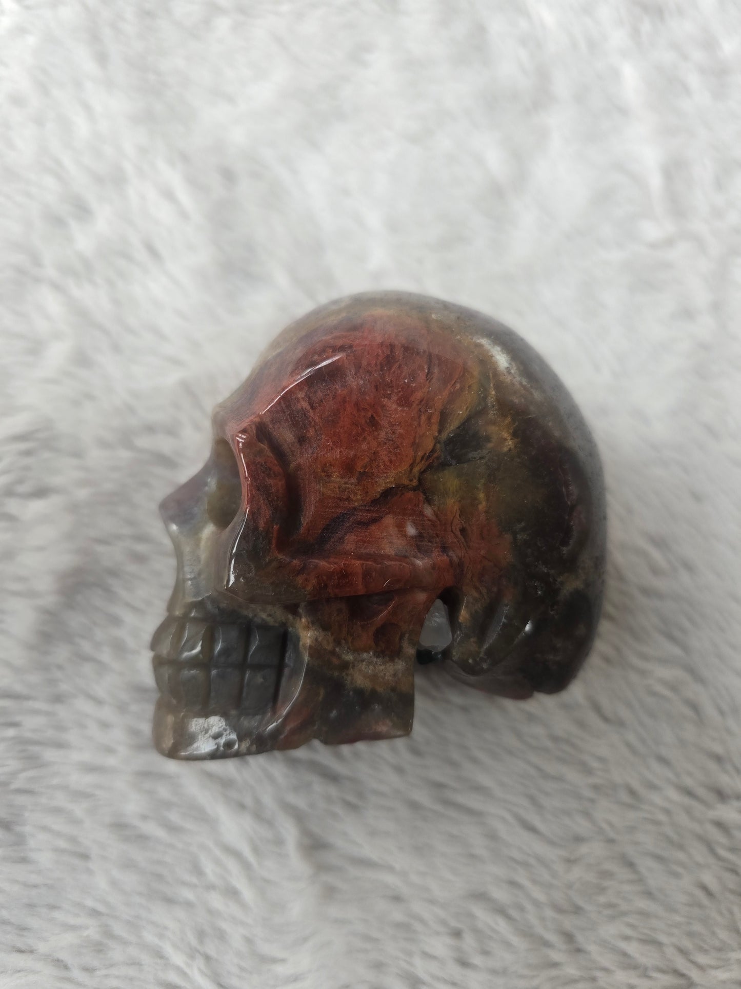 Red Moss Agate skull