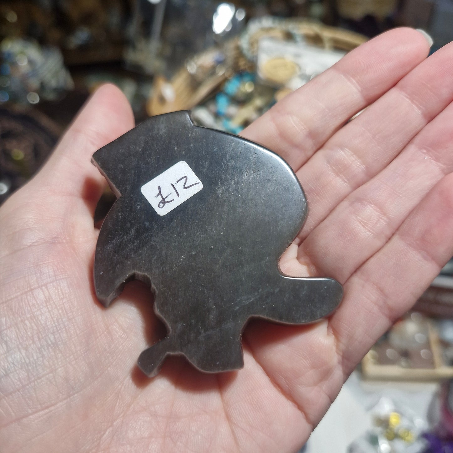 Silver Sheen Obsidian Dragon Carving