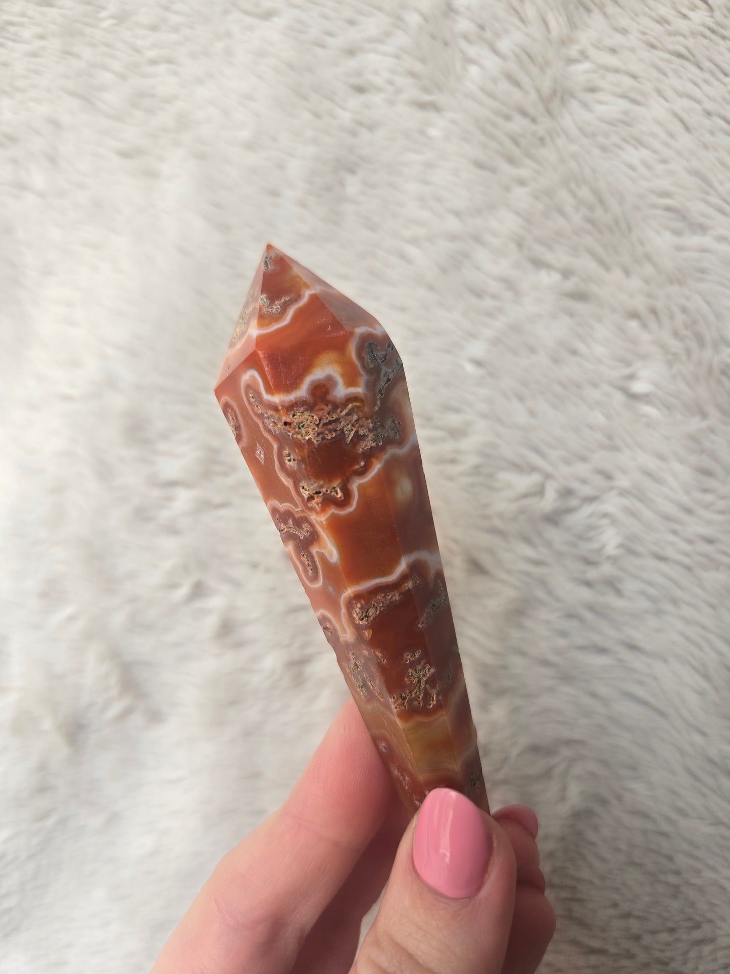Red moss Agate wand