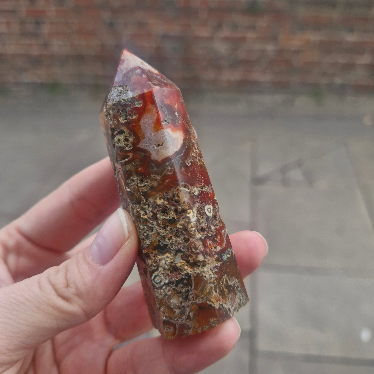 Red Moss Agate Tower