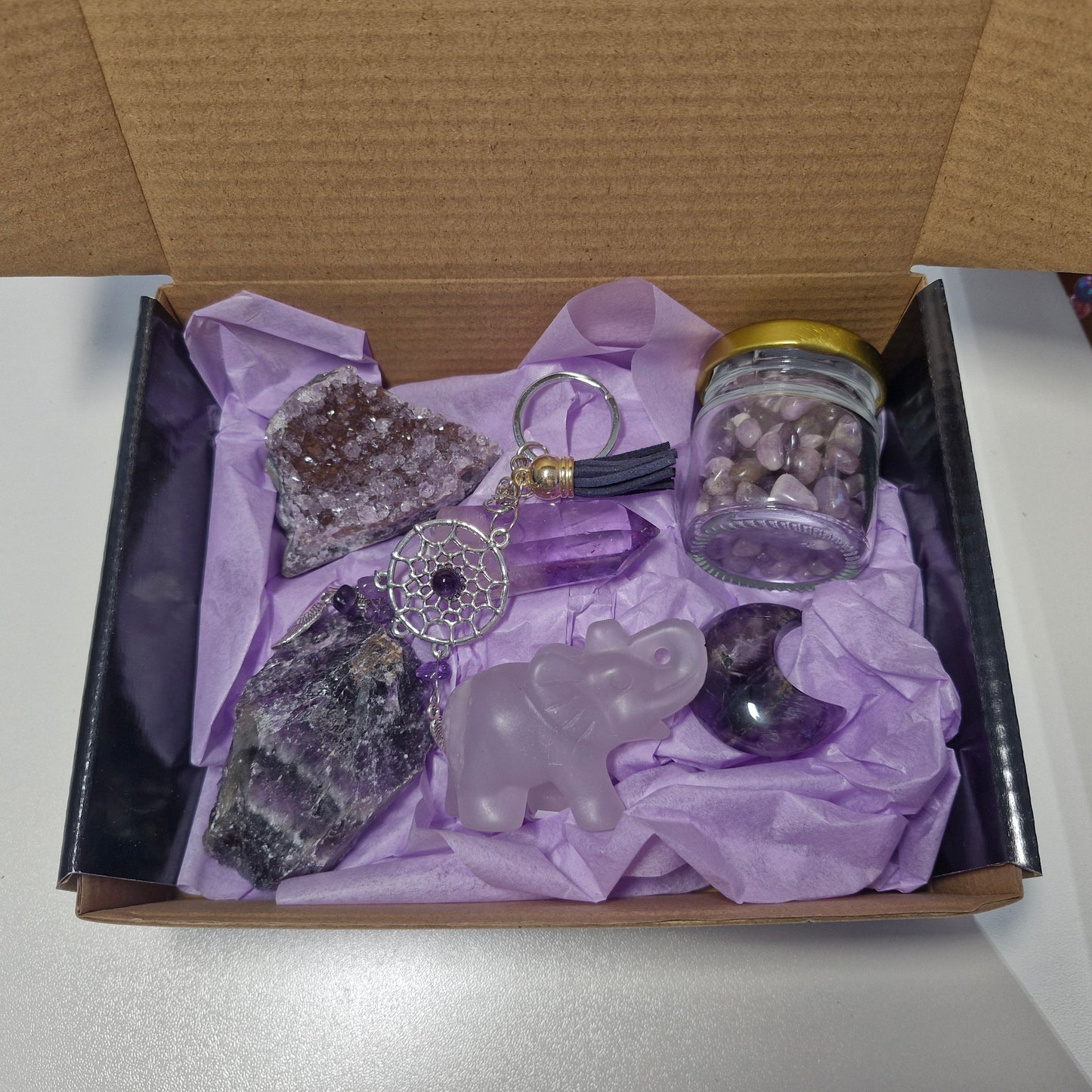 Crystal colour themed mystery boxes