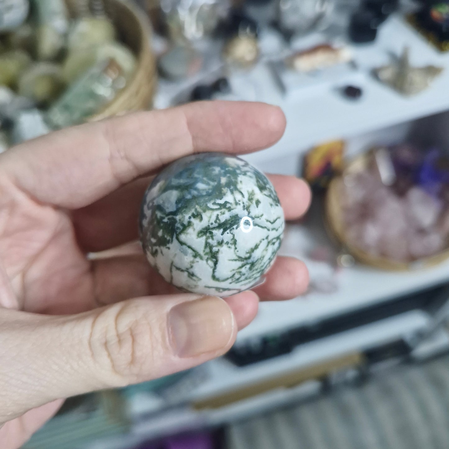 Moss agate small sphere