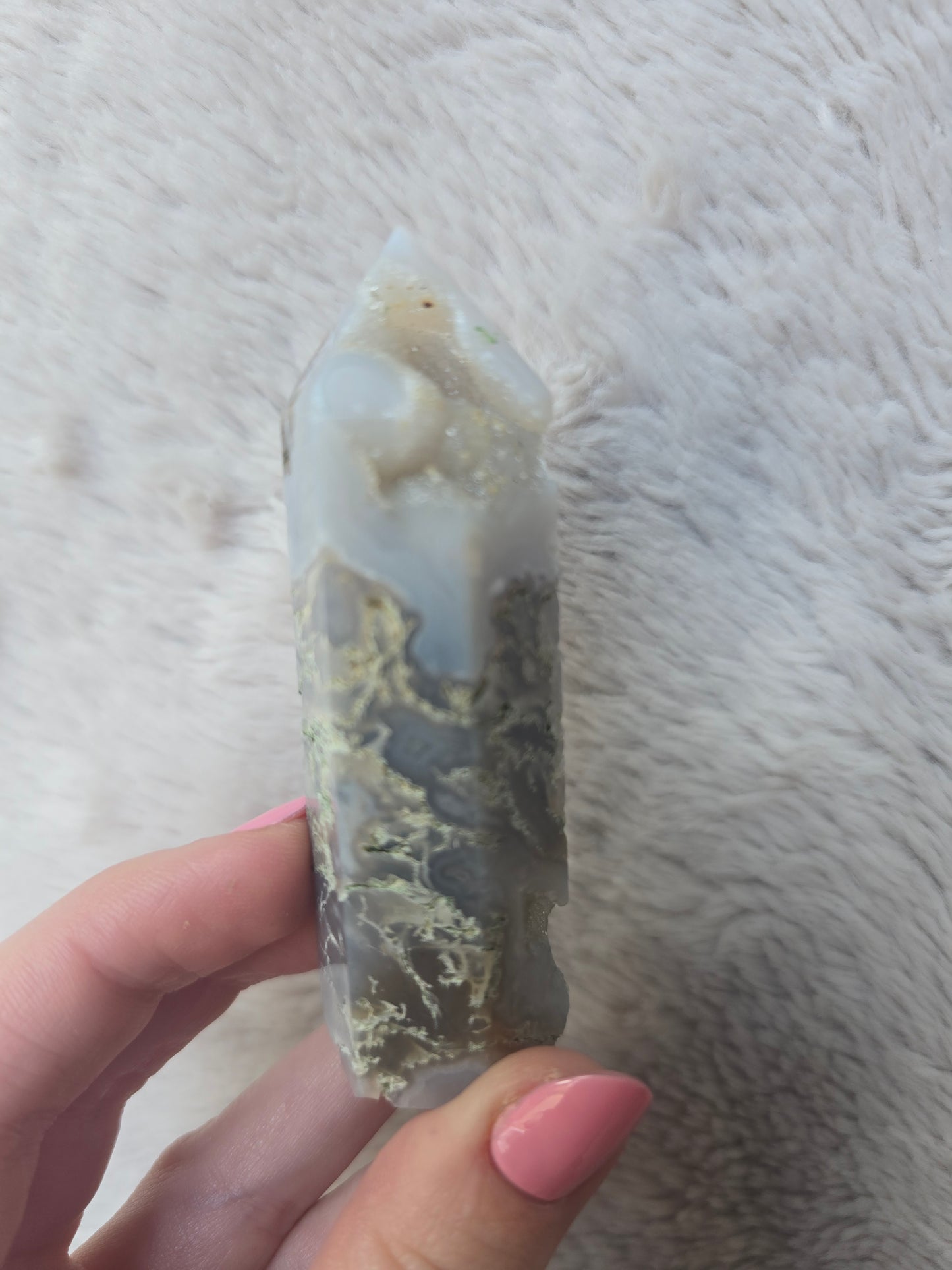 Moss Agate tower - 8cm