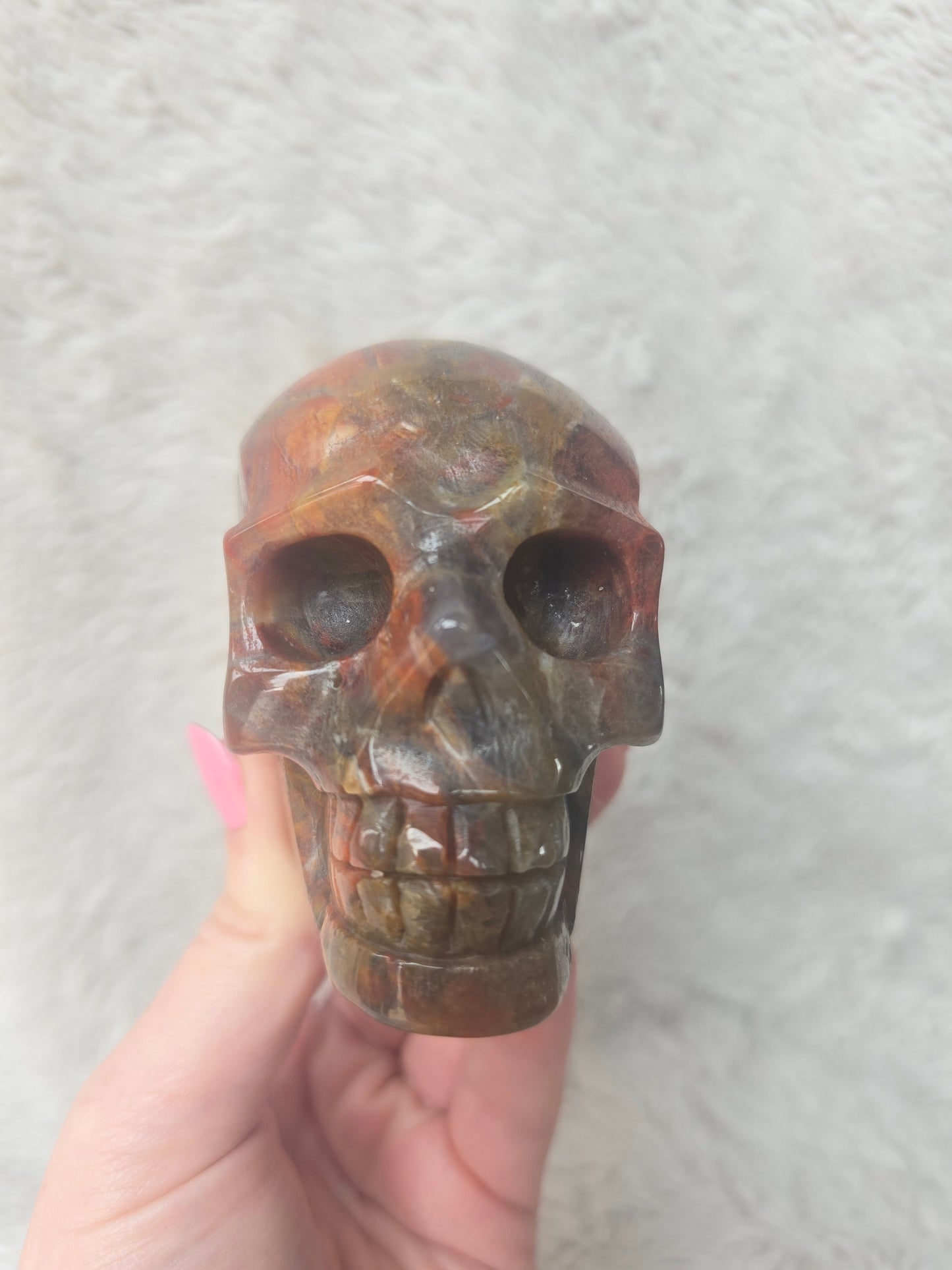 Red Moss Agate skull